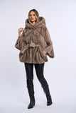 Haina blana naturala de vizon, stil fluture, model in V