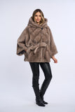 Haina blana naturala de vizon, stil fluture, model in V