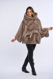Haina blana naturala de vizon, stil fluture, model in V