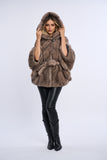 Haina blana naturala de vizon, stil fluture, model in V