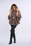 Haina blana naturala de vizon, stil fluture, model in V