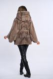 Haina blana naturala de vizon, stil fluture, model in V